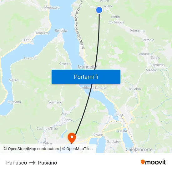 Parlasco to Pusiano map