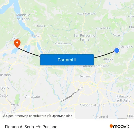 Fiorano Al Serio to Pusiano map