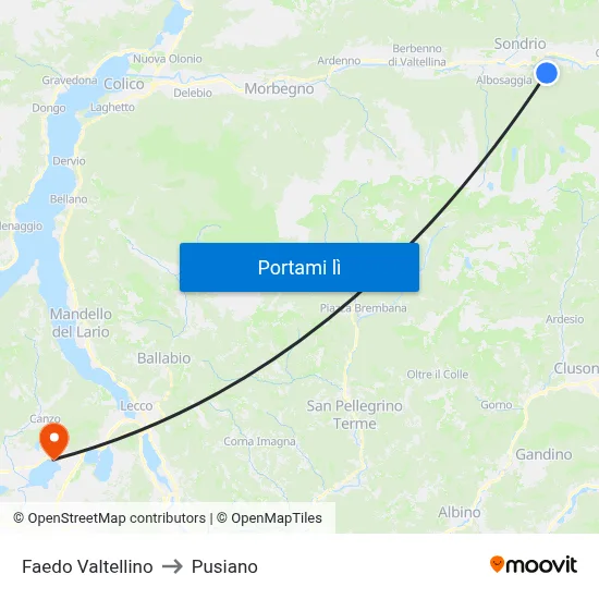 Faedo Valtellino to Pusiano map