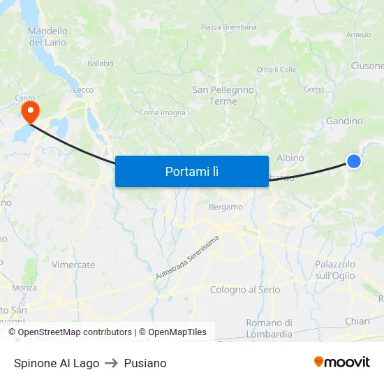 Spinone Al Lago to Pusiano map
