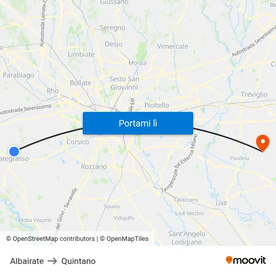 Albairate to Quintano map