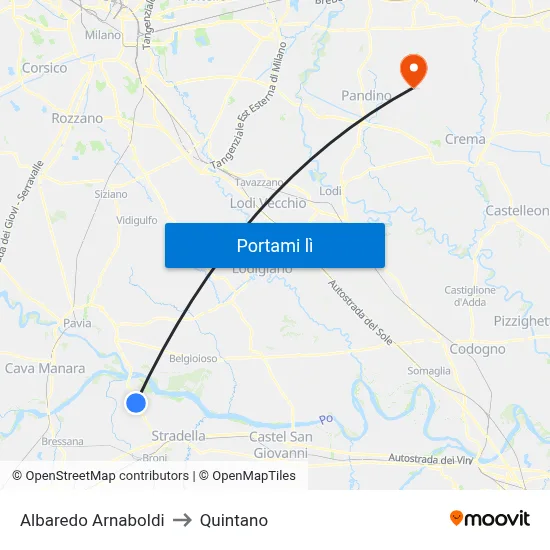 Albaredo Arnaboldi to Quintano map