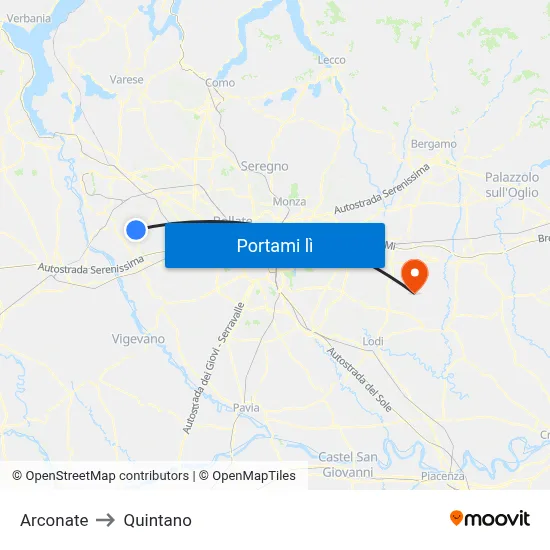 Arconate to Quintano map