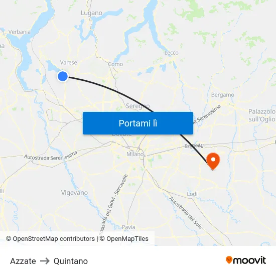 Azzate to Quintano map