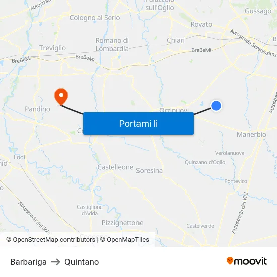 Barbariga to Quintano map