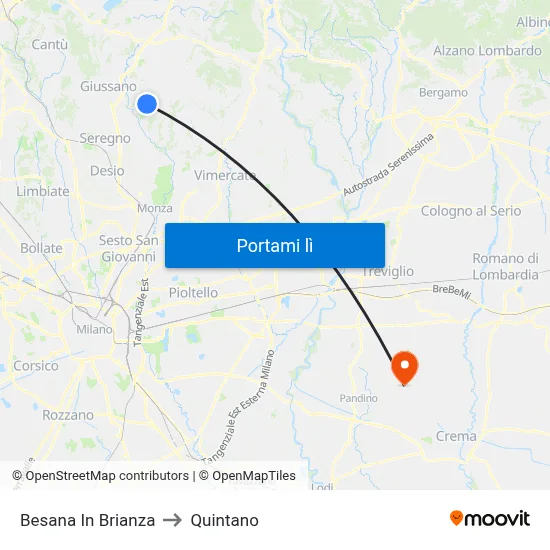 Besana In Brianza to Quintano map