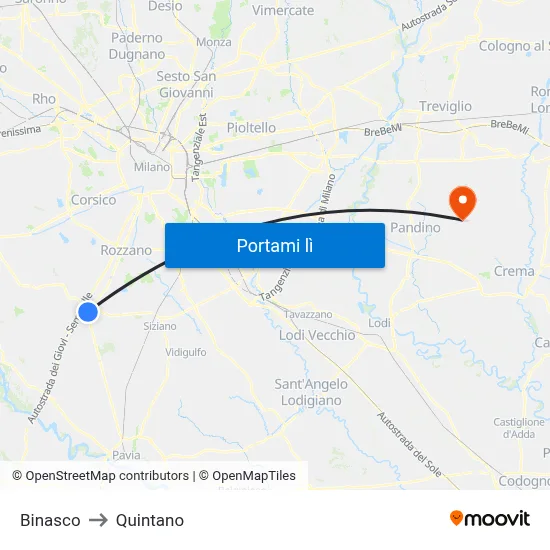 Binasco to Quintano map