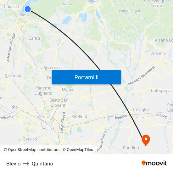 Blevio to Quintano map