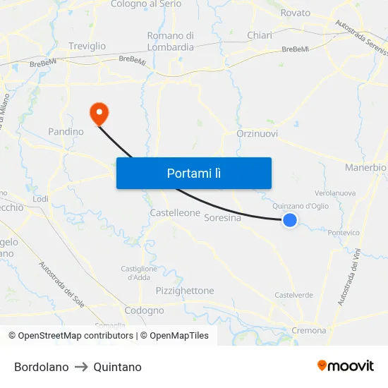 Bordolano to Quintano map
