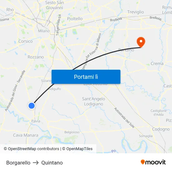 Borgarello to Quintano map