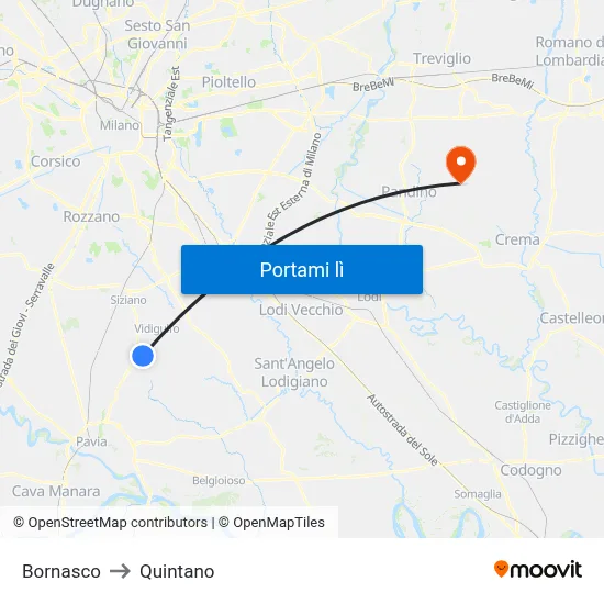 Bornasco to Quintano map