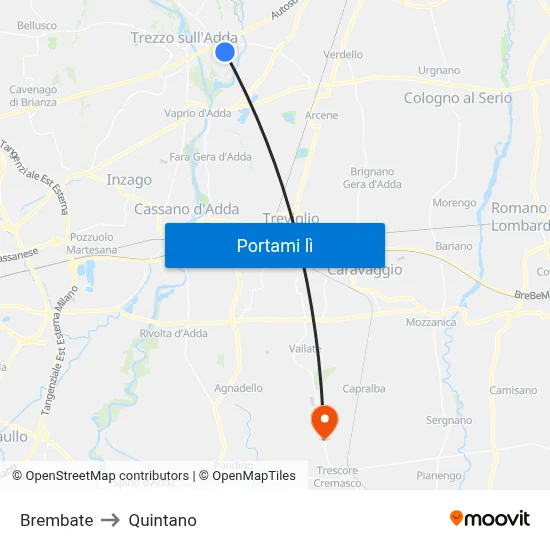 Brembate to Quintano map