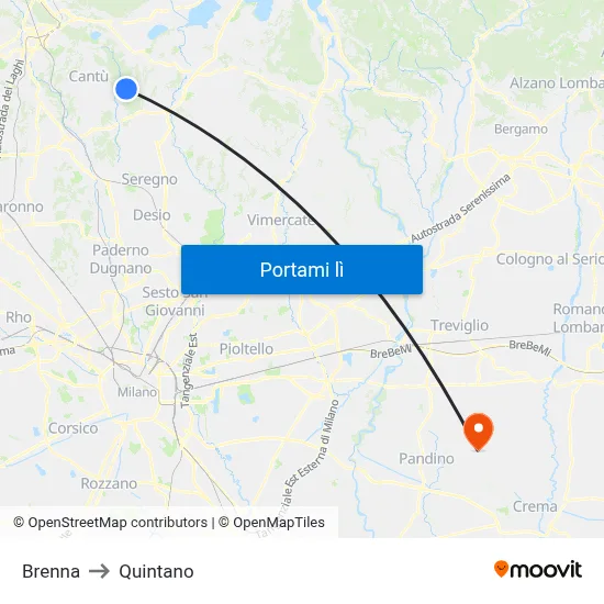 Brenna to Quintano map
