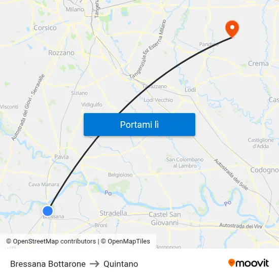 Bressana Bottarone to Quintano map
