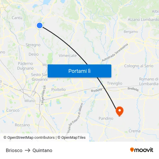 Briosco to Quintano map