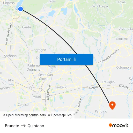 Brunate to Quintano map