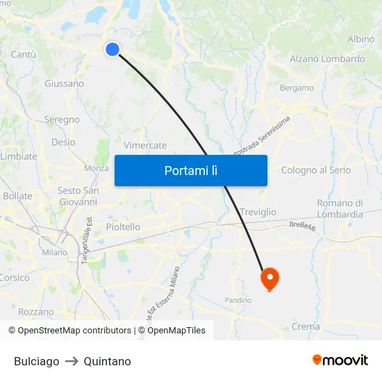 Bulciago to Quintano map