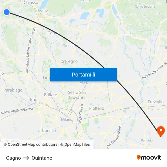 Cagno to Quintano map