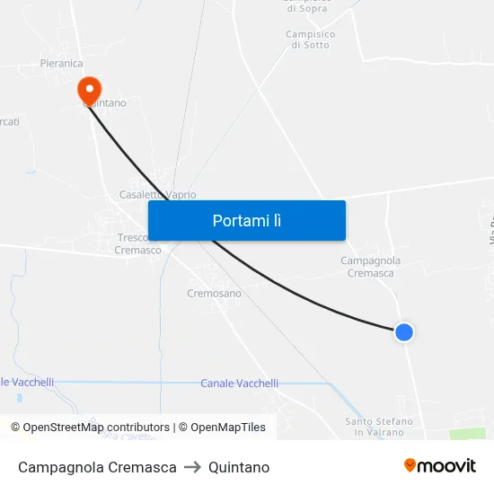Campagnola Cremasca to Quintano map