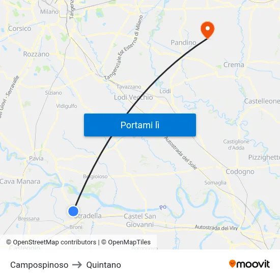 Campospinoso to Quintano map
