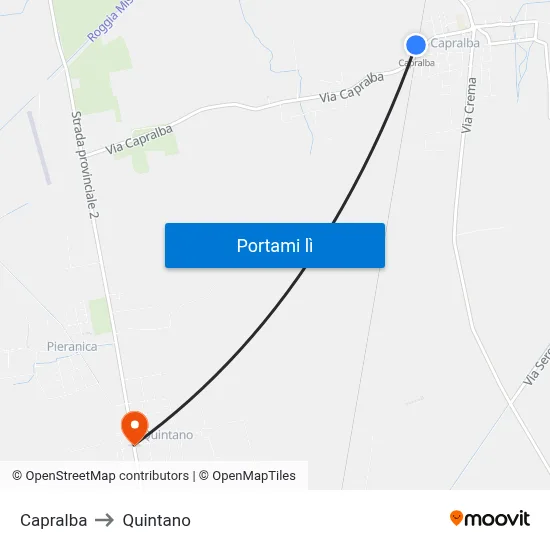 Capralba to Quintano map