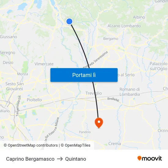 Caprino Bergamasco to Quintano map