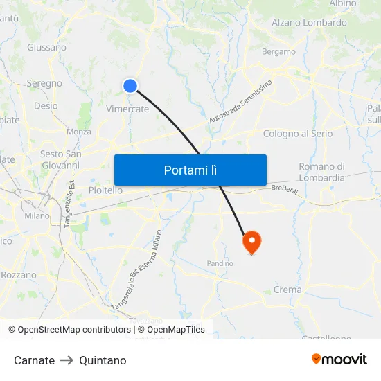 Carnate to Quintano map