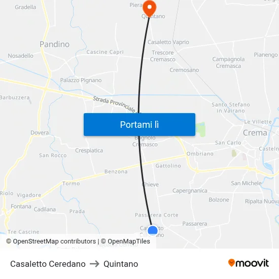 Casaletto Ceredano to Quintano map