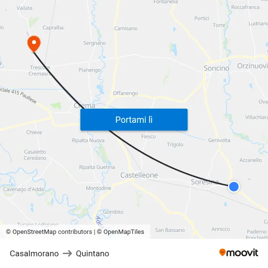 Casalmorano to Quintano map
