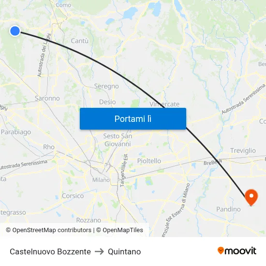 Castelnuovo Bozzente to Quintano map