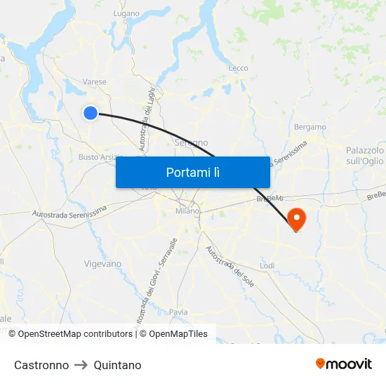Castronno to Quintano map
