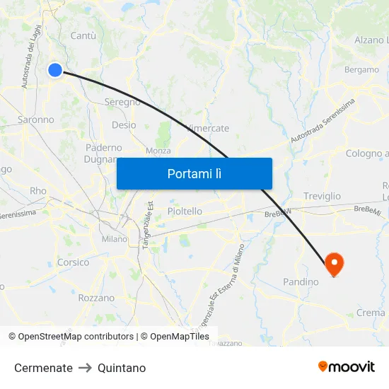 Cermenate to Quintano map