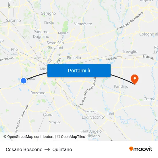 Cesano Boscone to Quintano map
