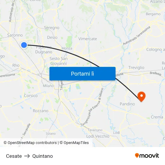 Cesate to Quintano map