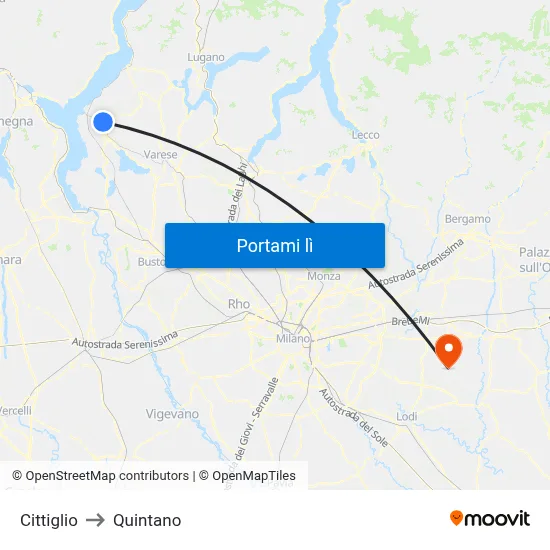 Cittiglio to Quintano map