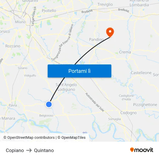 Copiano to Quintano map