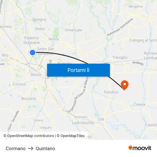 Cormano to Quintano map