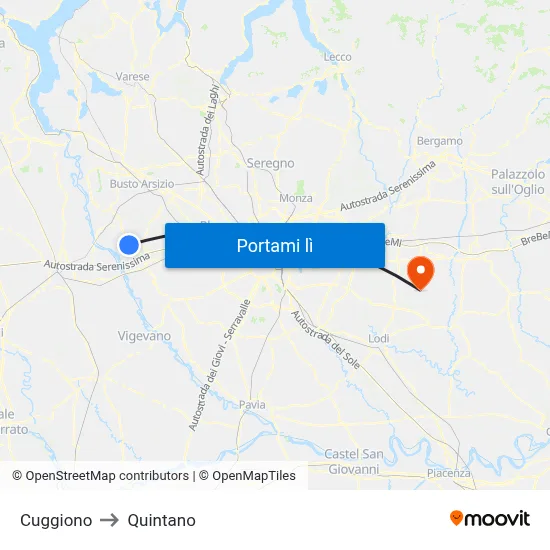 Cuggiono to Quintano map