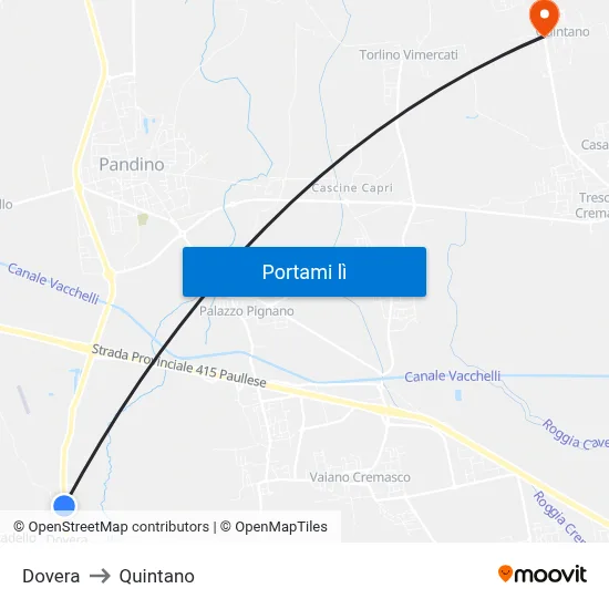 Dovera to Quintano map