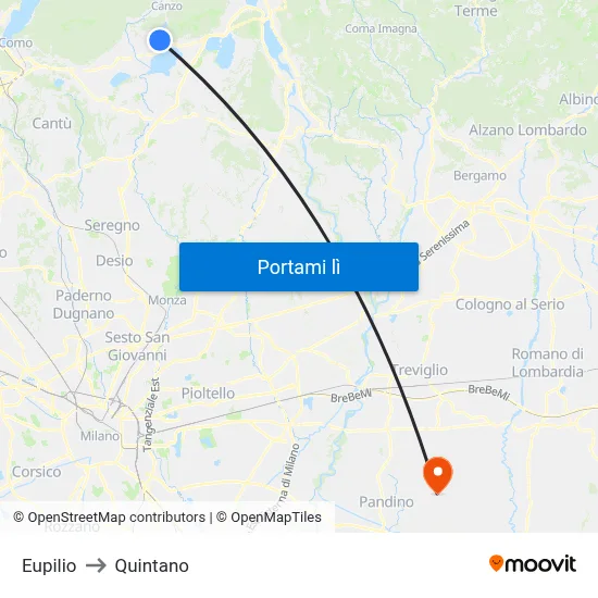 Eupilio to Quintano map