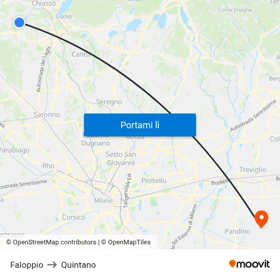 Faloppio to Quintano map