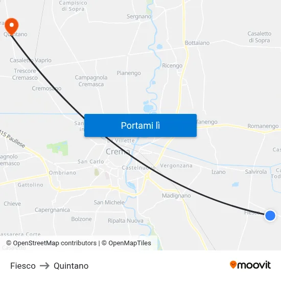 Fiesco to Quintano map