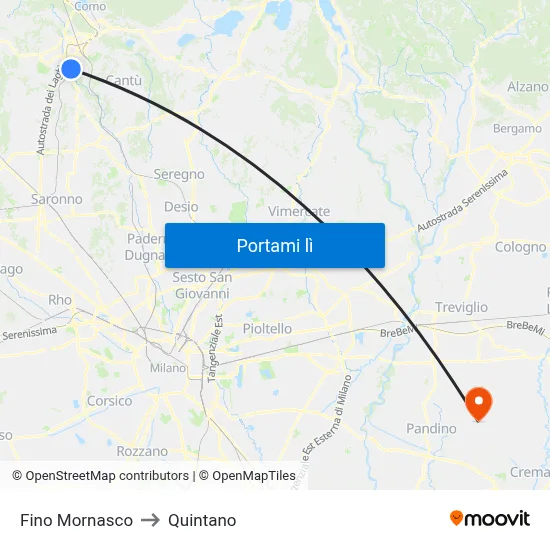 Fino Mornasco to Quintano map