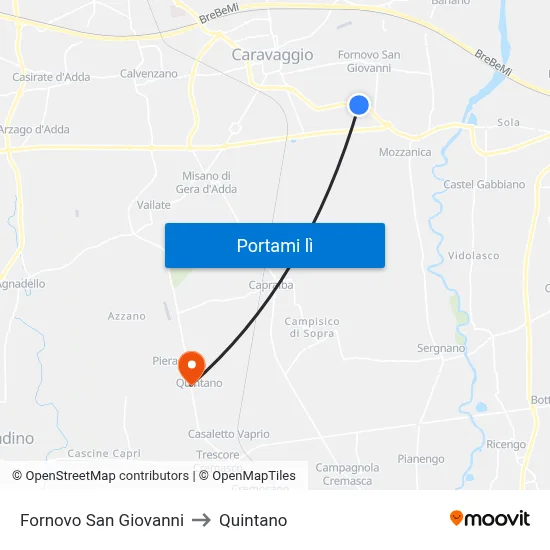Fornovo San Giovanni to Quintano map