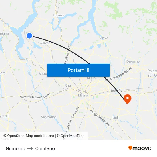 Gemonio to Quintano map
