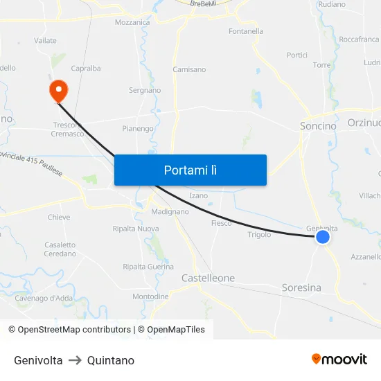 Genivolta to Quintano map