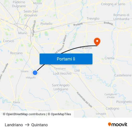 Landriano to Quintano map