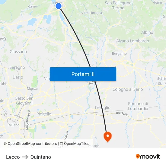 Lecco to Quintano map