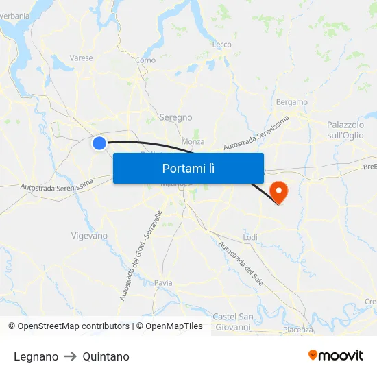 Legnano to Quintano map