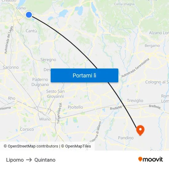 Lipomo to Quintano map
